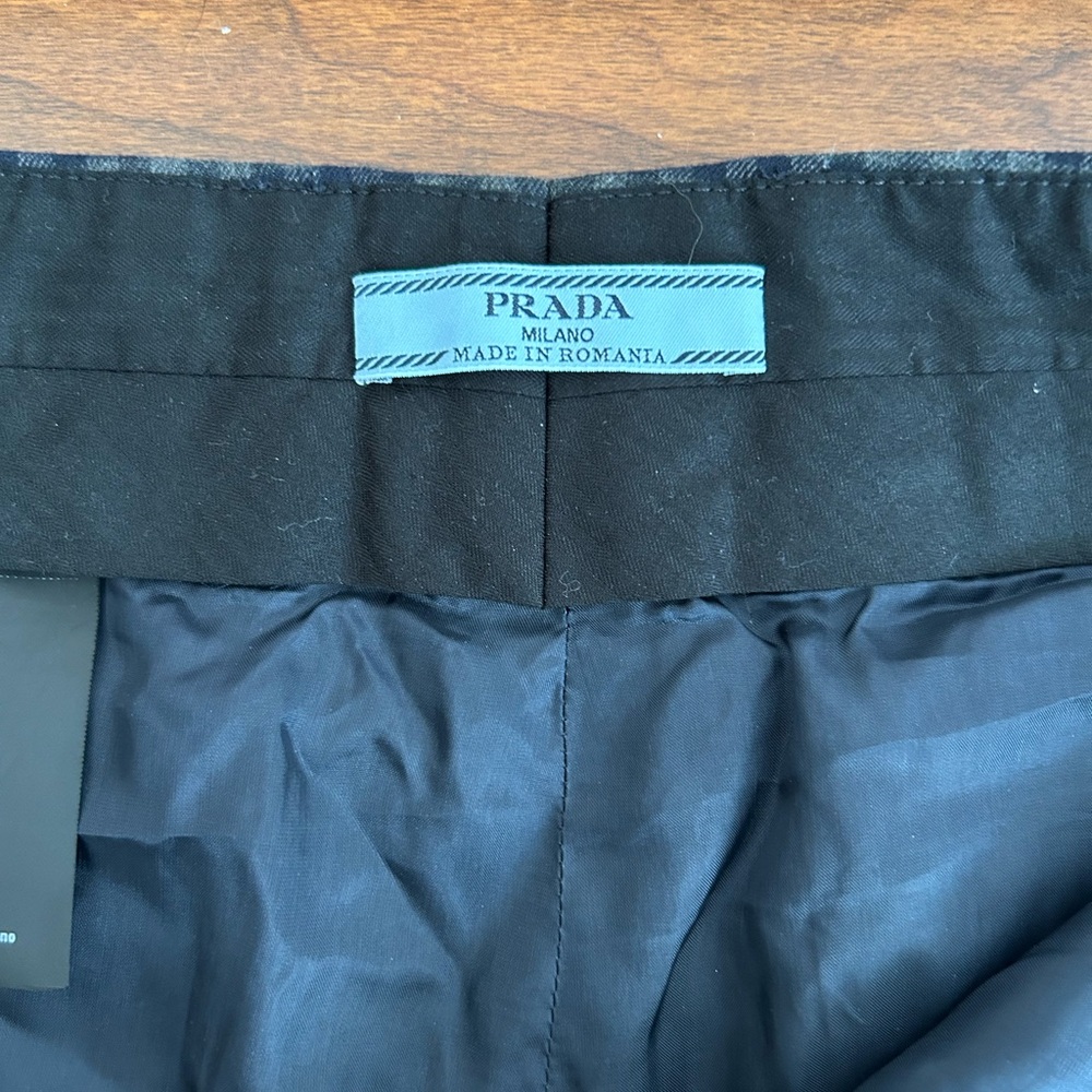 Prada Navy Plaid Ankle Pants Size 42 Preppy Academia - Picture 2 of 4